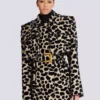 Trenchcoat med bälte i jacquard med leopardmönster Trenchcoat med bälte i jacquard med leopardmönster
