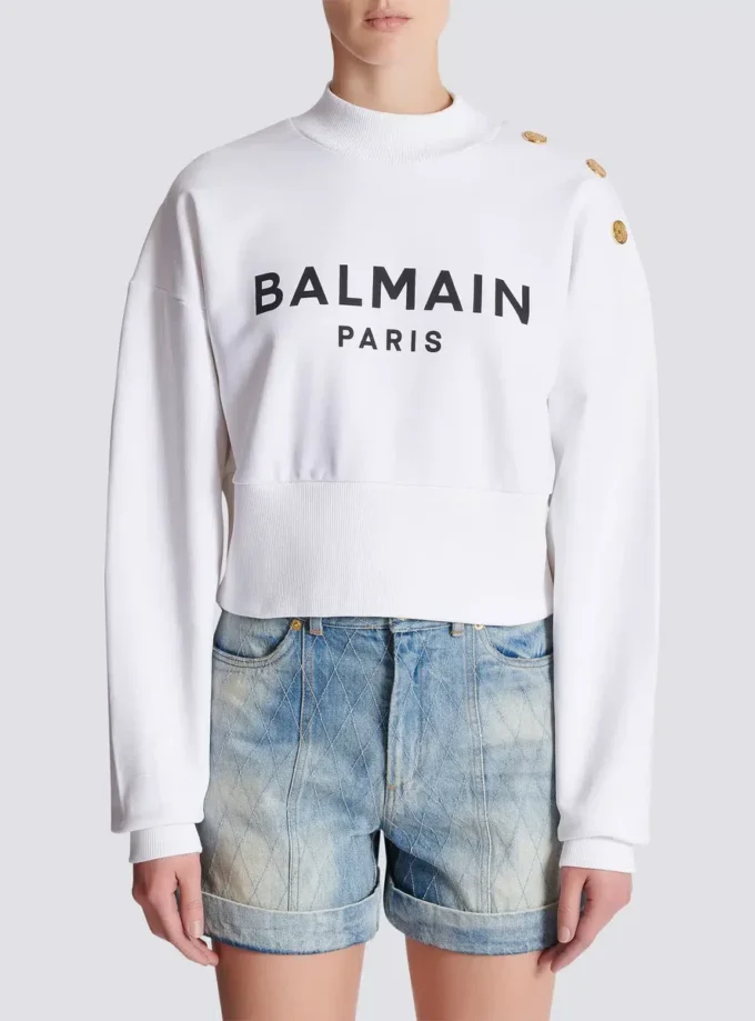 Tryckt Balmain Paris-tröja