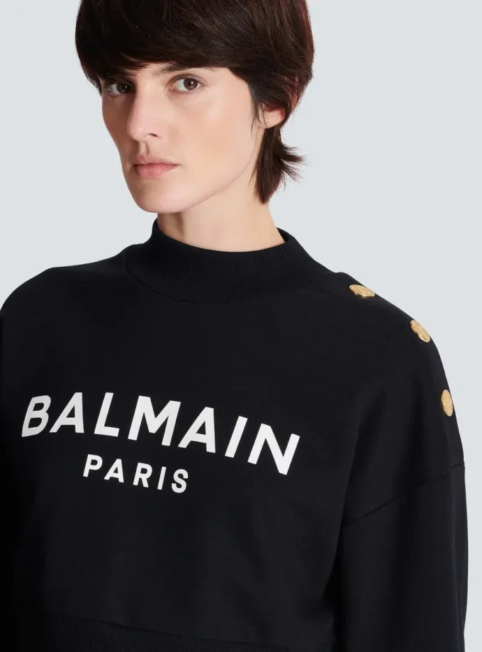 Tryckt Balmain Paris-tröja
