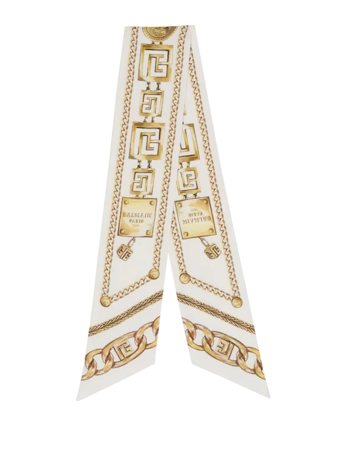 Tryckt sidenbandana med Balmain Chains-mönster