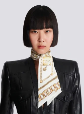 Tryckt sidenbandana med Balmain Chains-mönster