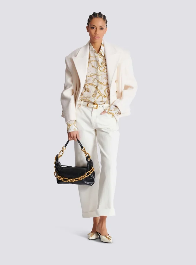 Tryckt silkesskjorta med Balmain Chains-mönster Tryckt silkesskjorta med Balmain Chains-mönster