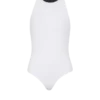 Tvåfärgad stickad bodysuit med monogram Tvåfärgad stickad bodysuit med monogram