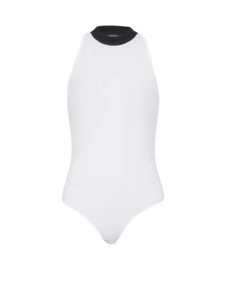 Tvåfärgad stickad bodysuit med monogram