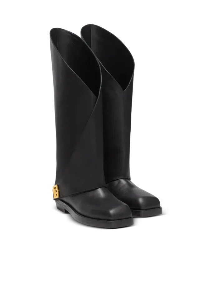 Twist platta läderstövlar