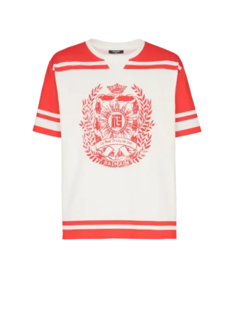 Varsity-T-shirt med Balmain Écusson-tryck