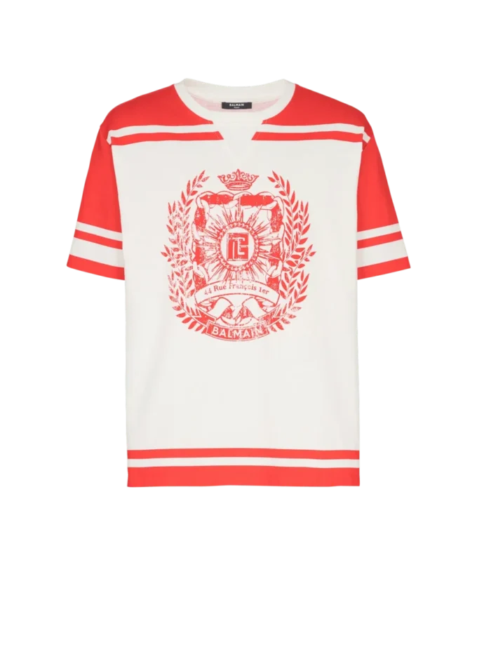 Varsity-T-shirt med Balmain Écusson-tryck