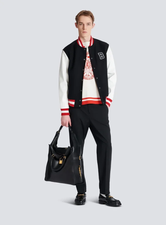 Varsity-T-shirt med Balmain Écusson-tryck