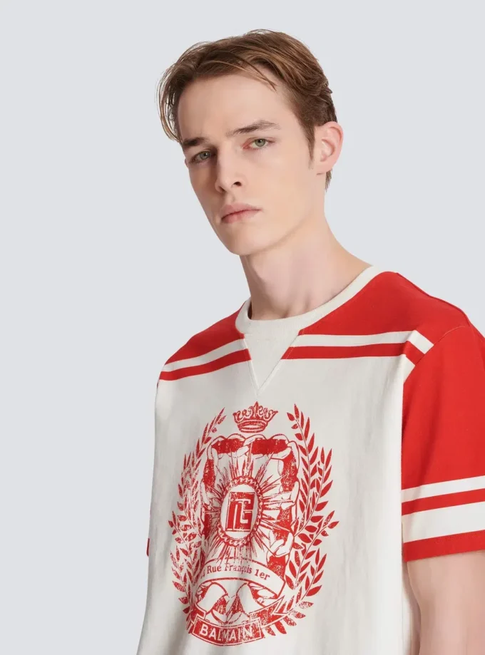 Varsity-T-shirt med Balmain Écusson-tryck