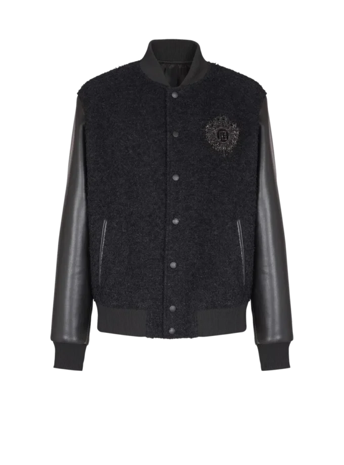 Varsity-tweed- och konstläderjacka Varsity-tweed- och konstläderjacka