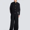 Varsityjacka i grain de poudre-ull och satin Varsityjacka i grain de poudre-ull och satin