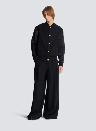 Varsityjacka i grain de poudre-ull och satin