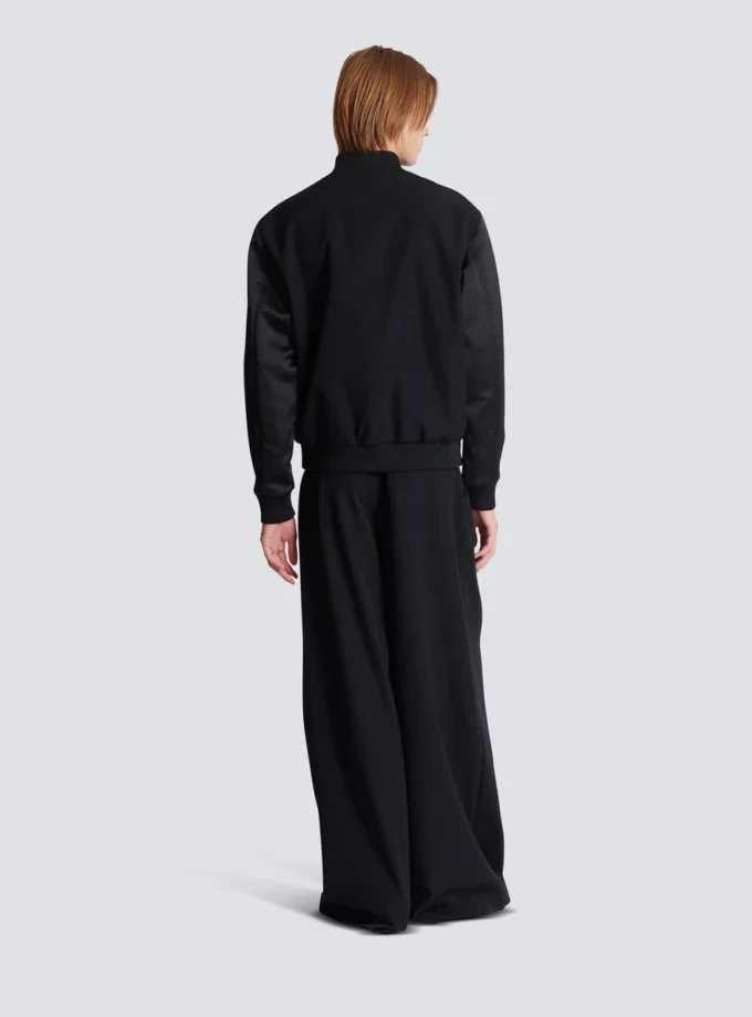 Varsityjacka i grain de poudre-ull och satin Varsityjacka i grain de poudre-ull och satin