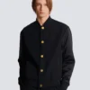 Varsityjacka i grain de poudre-ull och satin Varsityjacka i grain de poudre-ull och satin