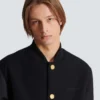 Varsityjacka i grain de poudre-ull och satin Varsityjacka i grain de poudre-ull och satin