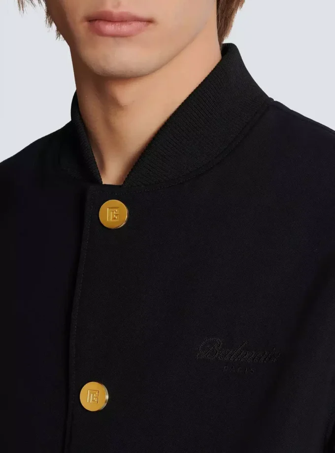 Varsityjacka i grain de poudre-ull och satin Varsityjacka i grain de poudre-ull och satin