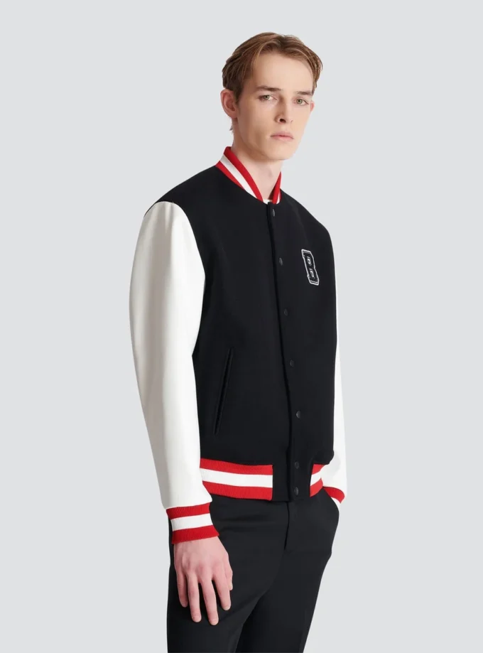 Varsityjacka i ull och konstläder Varsityjacka i ull och konstläder