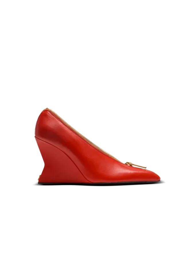 Zip Wedge-pumps i lammskinn